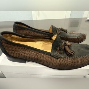 Moreschi Dark Brown Perforated Tassel Loafers